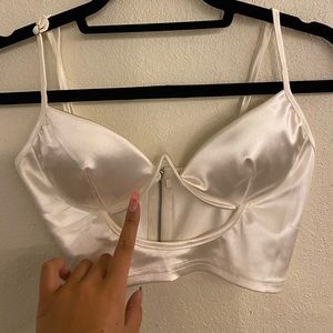 Satin Cropped Cut Out Top